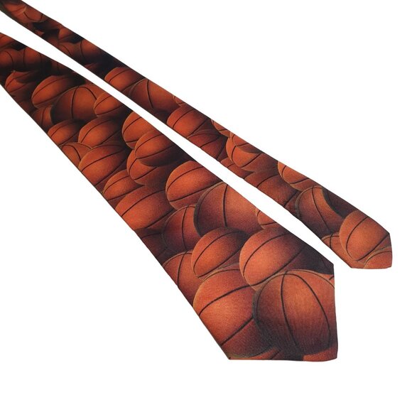 Ralph Marlin Basketball Print Silk Tie Sport Coach Collectable 1995 Just Balls - Picture 1 of 5